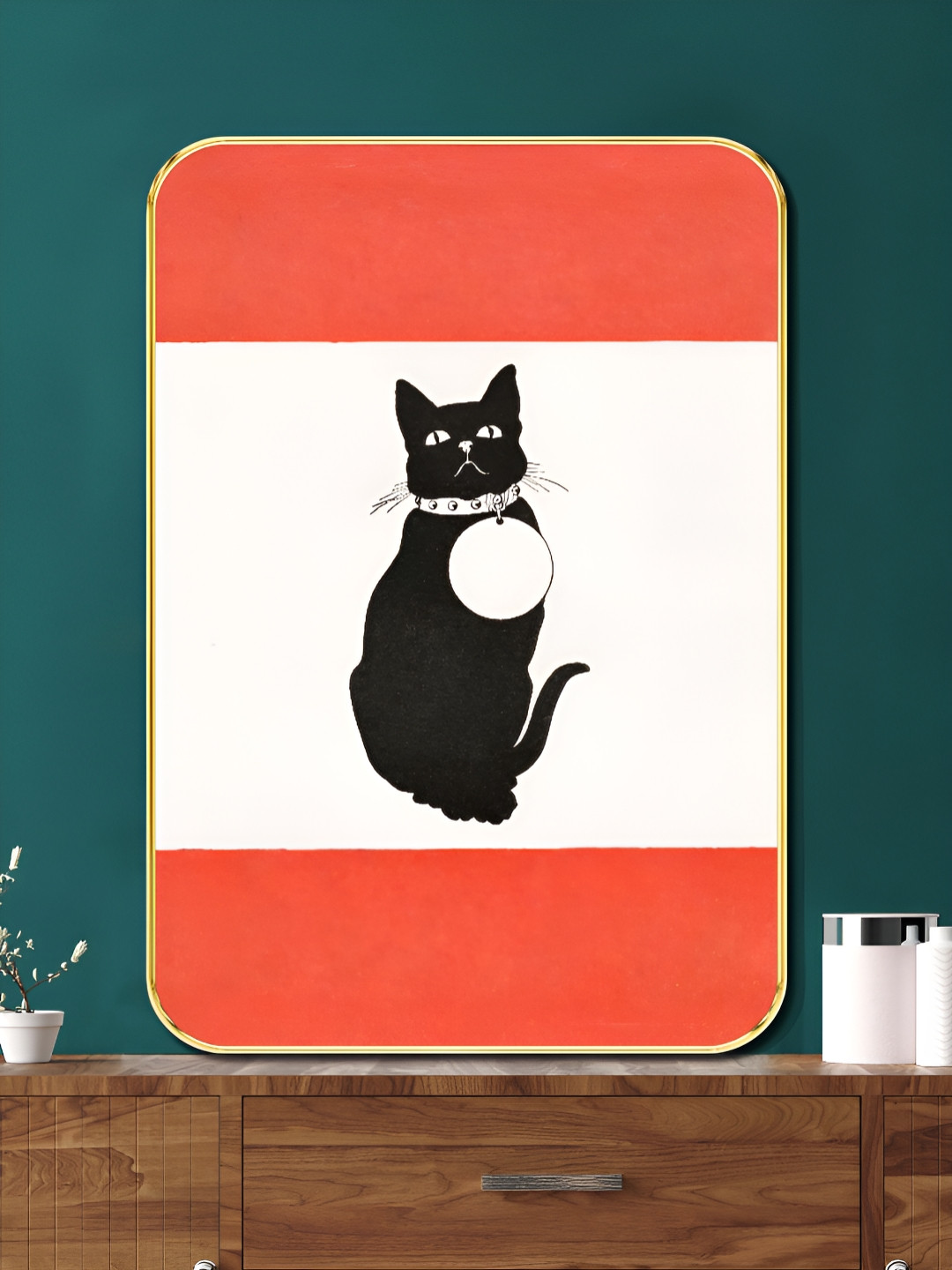 Myntra Elegant Homes Cat Wood Wall Rectangle Paintings Wall Art - 24x18In