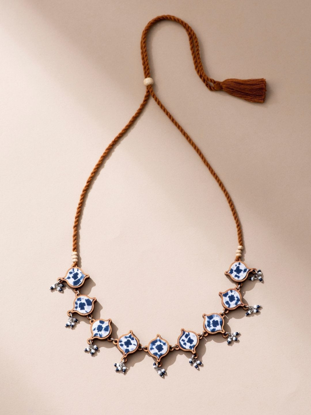 WHE Artificial Beads Beaded Wooden Necklace