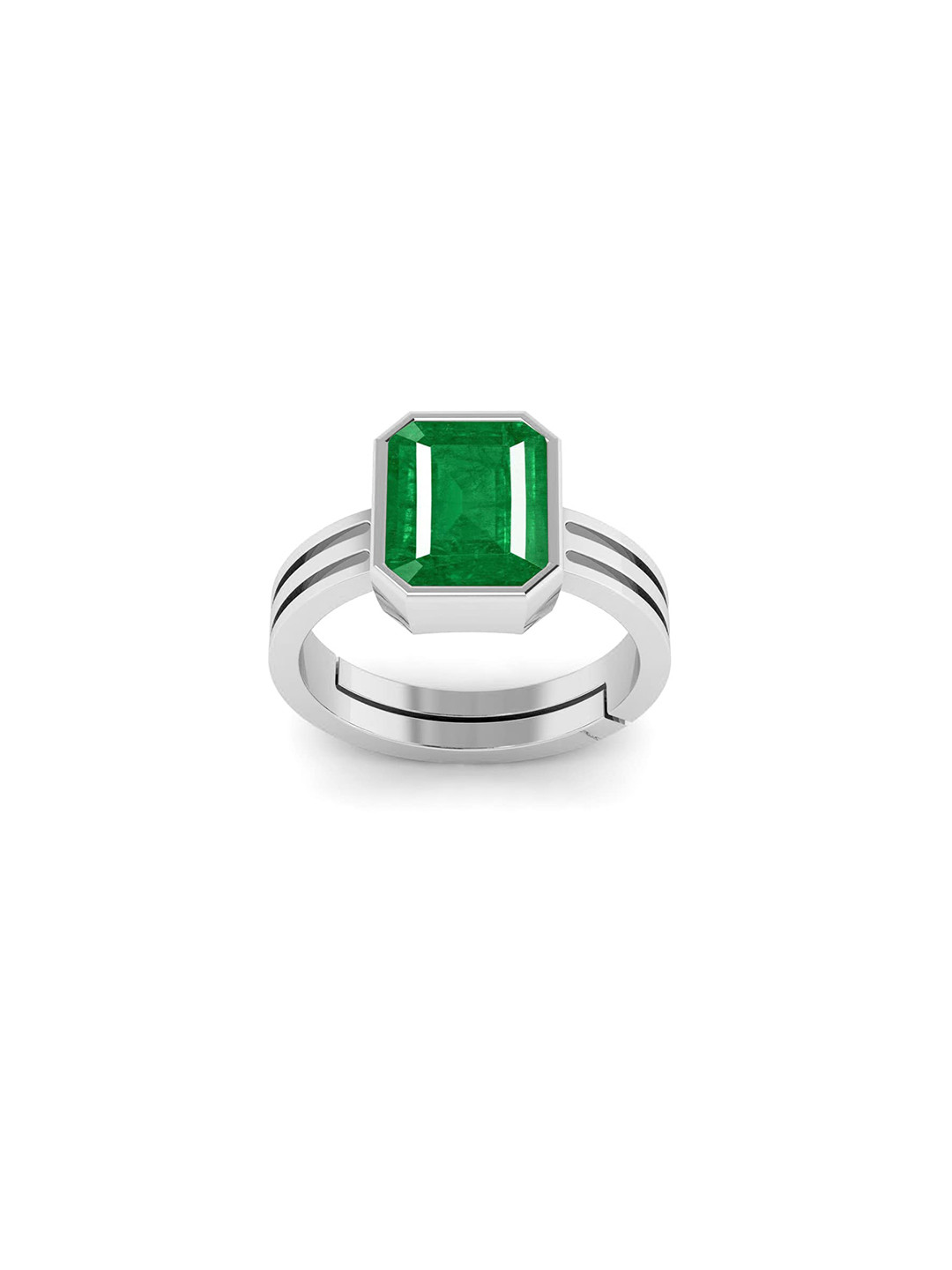 RRVGEM Emerald Ring 7.50 KT Emerald Ring Silver Plated Adjustable Ring Astrologi