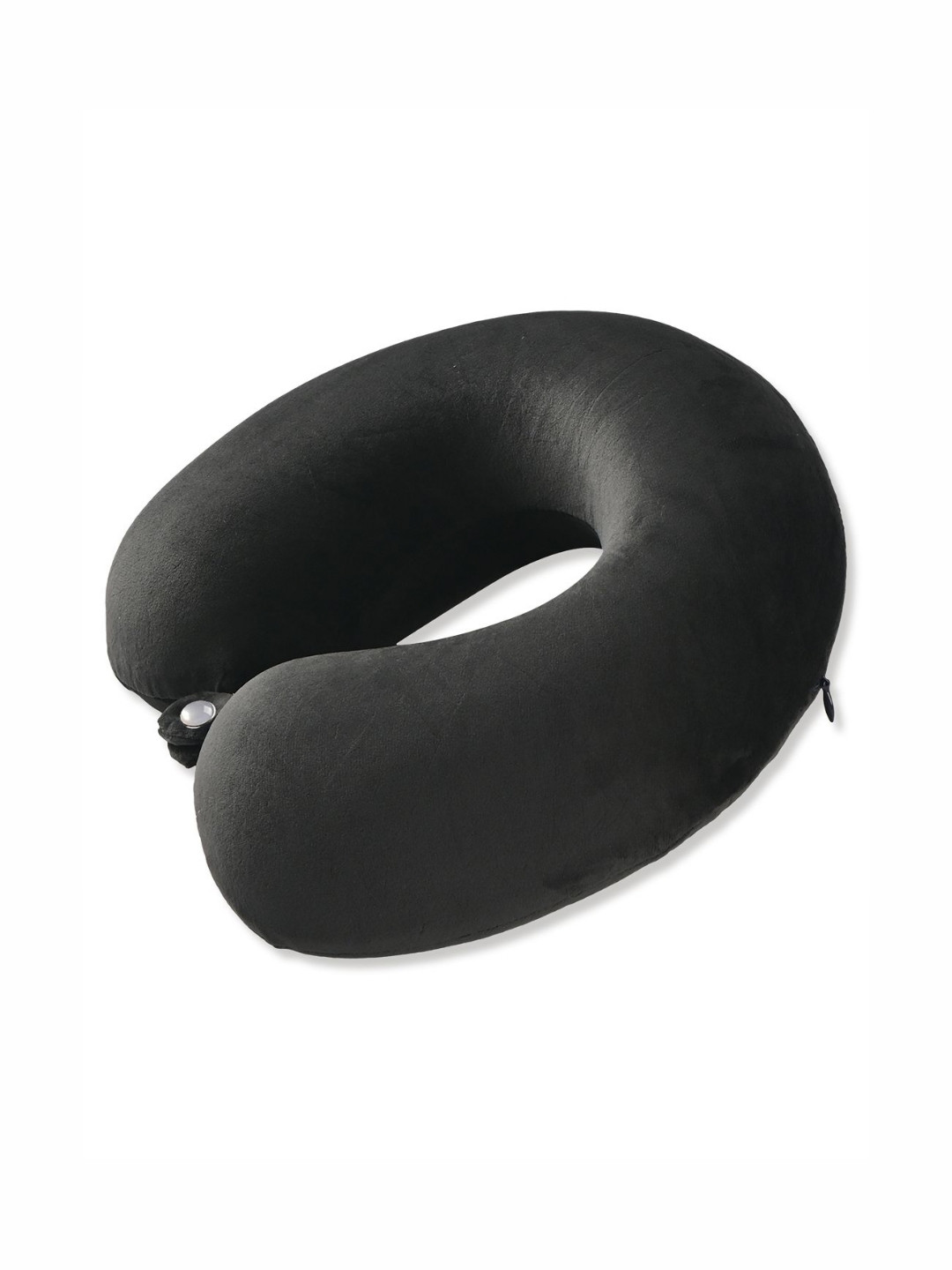 Aura Black Solid Polyester Firm Memory Foam Travel Pillow-28 x 11 x 30 cm