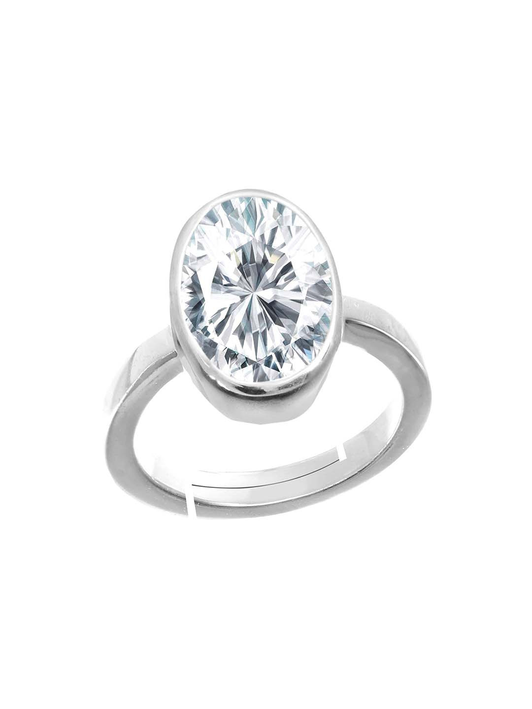 RRVGEM 9.40 Kt Round Shape White Cubic Zirconia American Diamond Studded Ring