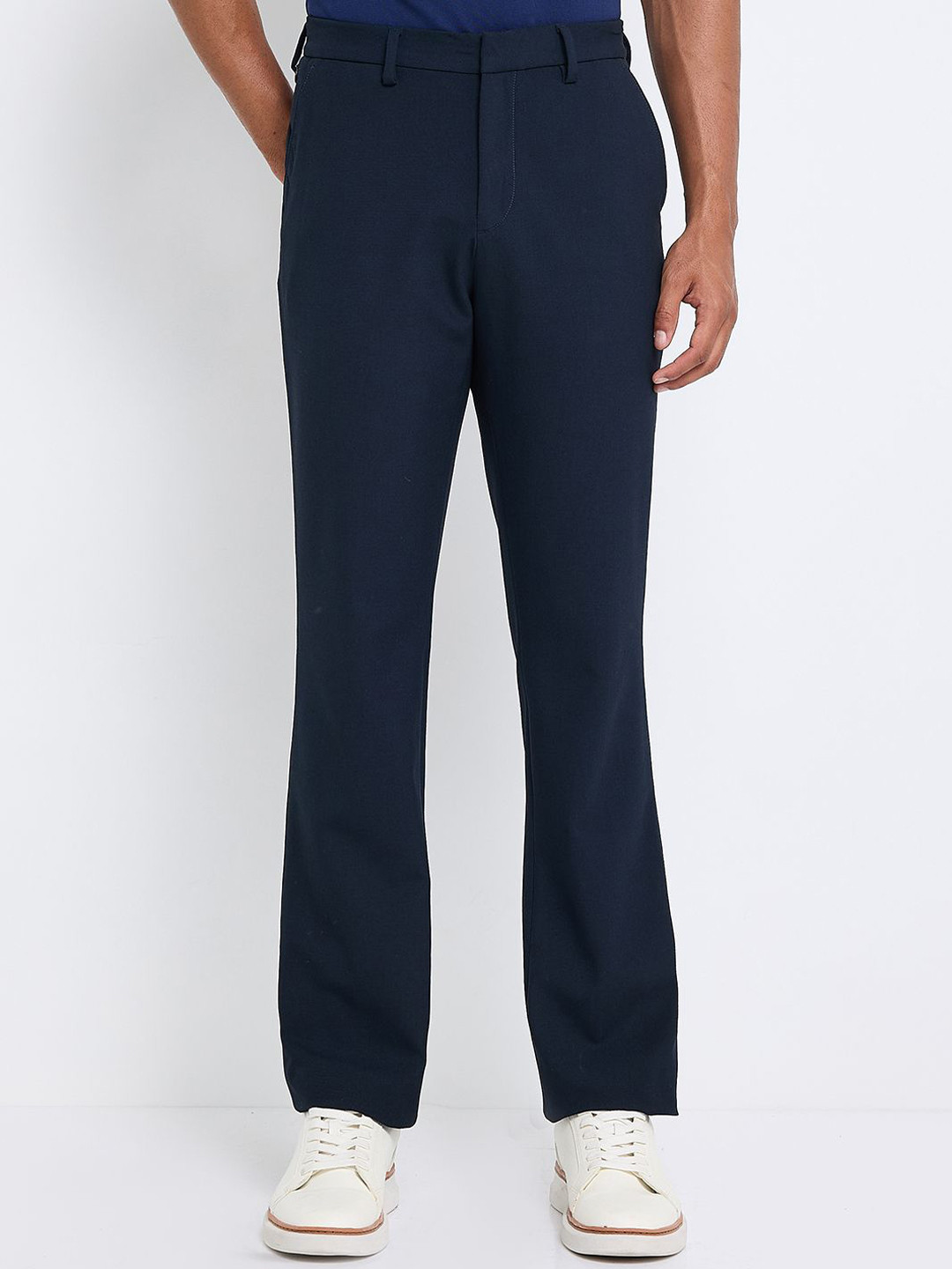 BEN SHERMAN Men Solid Straight Fit Mid-Rise Formal Trousers