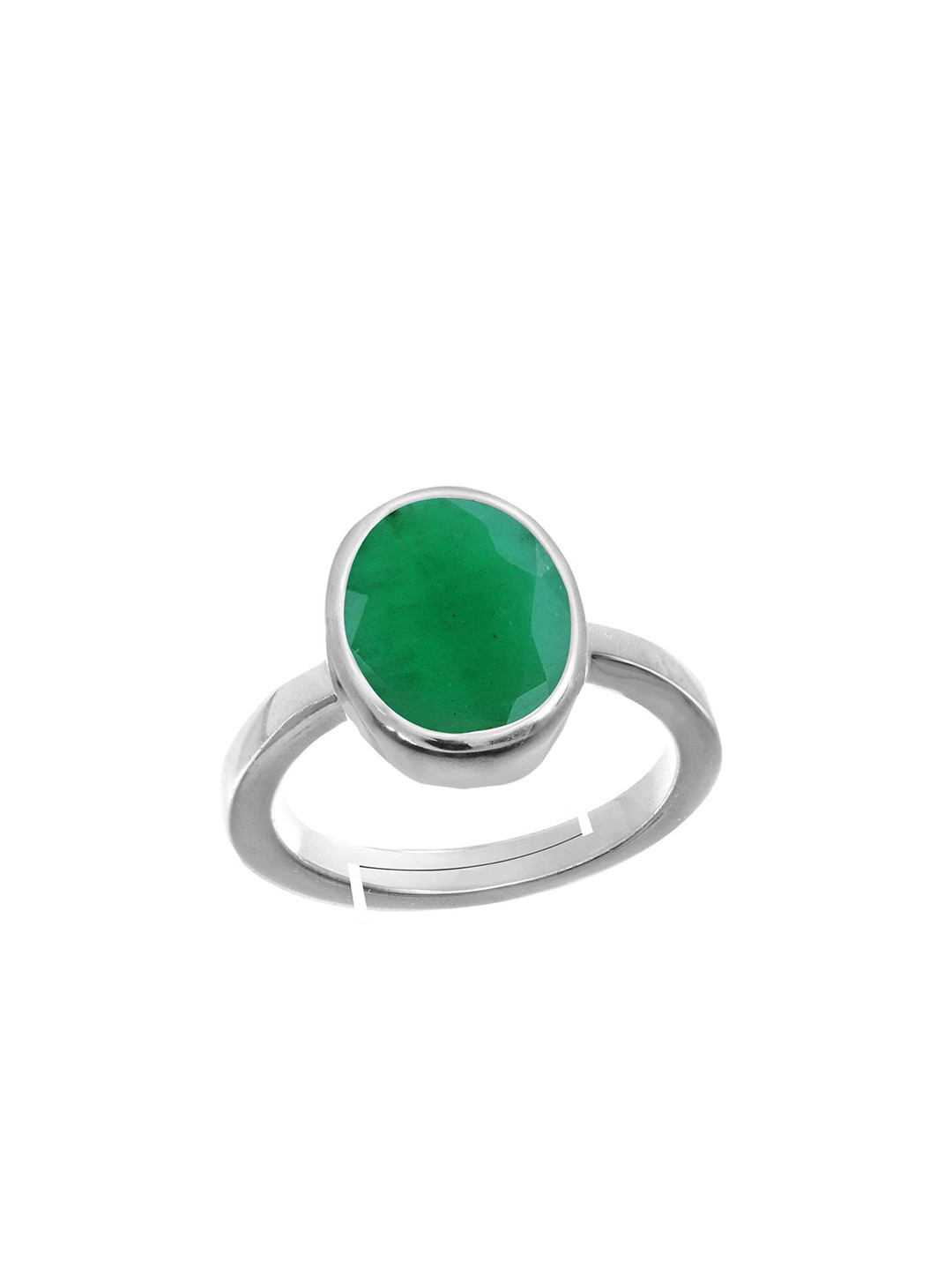 RRVGEM Silver Plated Emerald Panna Gemstone Ring