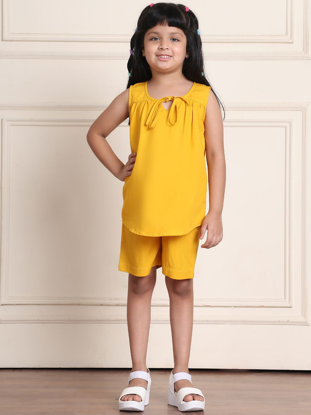 thkgrlz Girls Keyhole Neck Sleeveless Top With Shorts