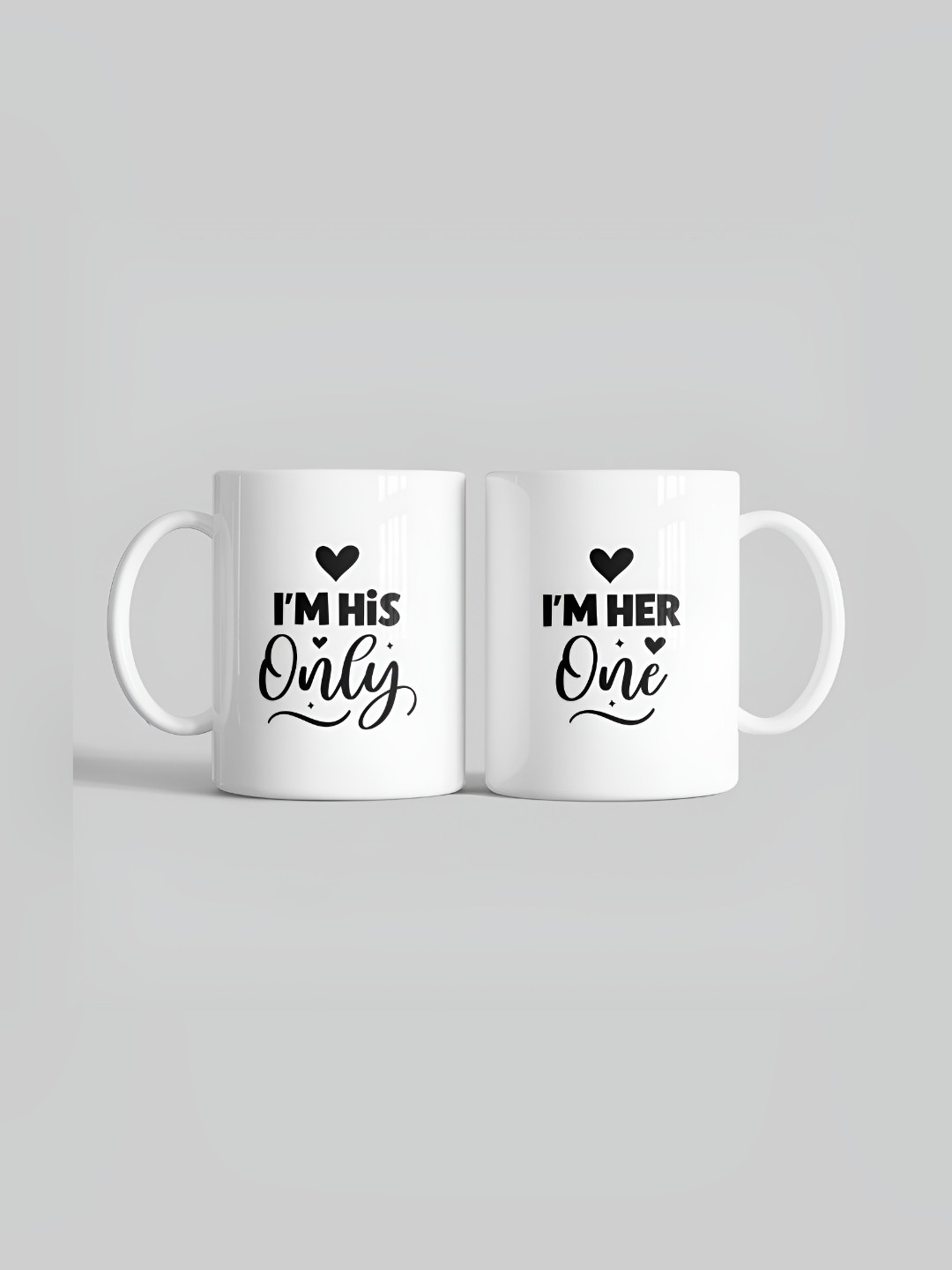 Gift4You Impression White Typography Ceramic Microwave Safe 2 Piece Cups-350ml