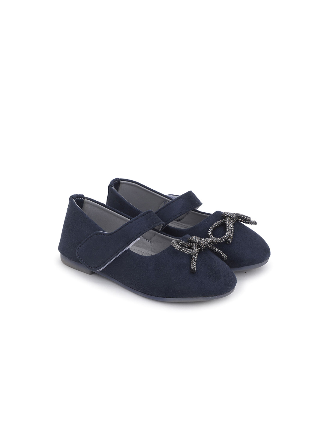 Superminis Girls Bow Embellished Velvet Mary Janes