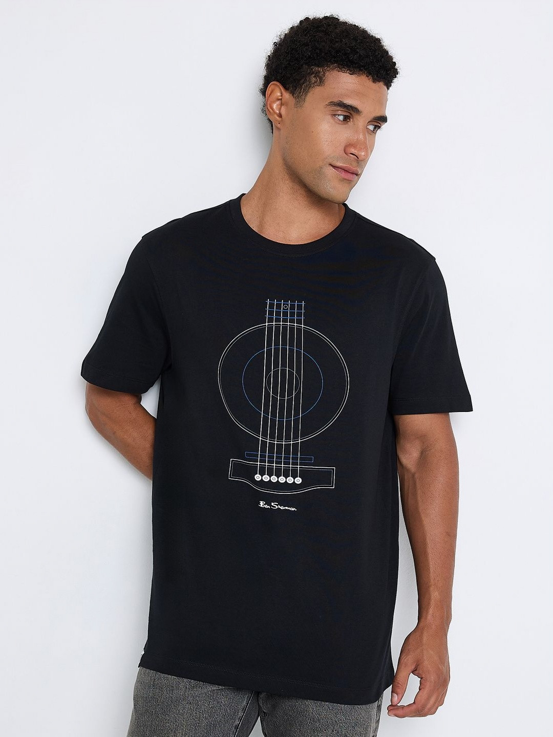 BEN SHERMAN Graphic Round Neck Regular Fit Printed Cotton T-shirt
