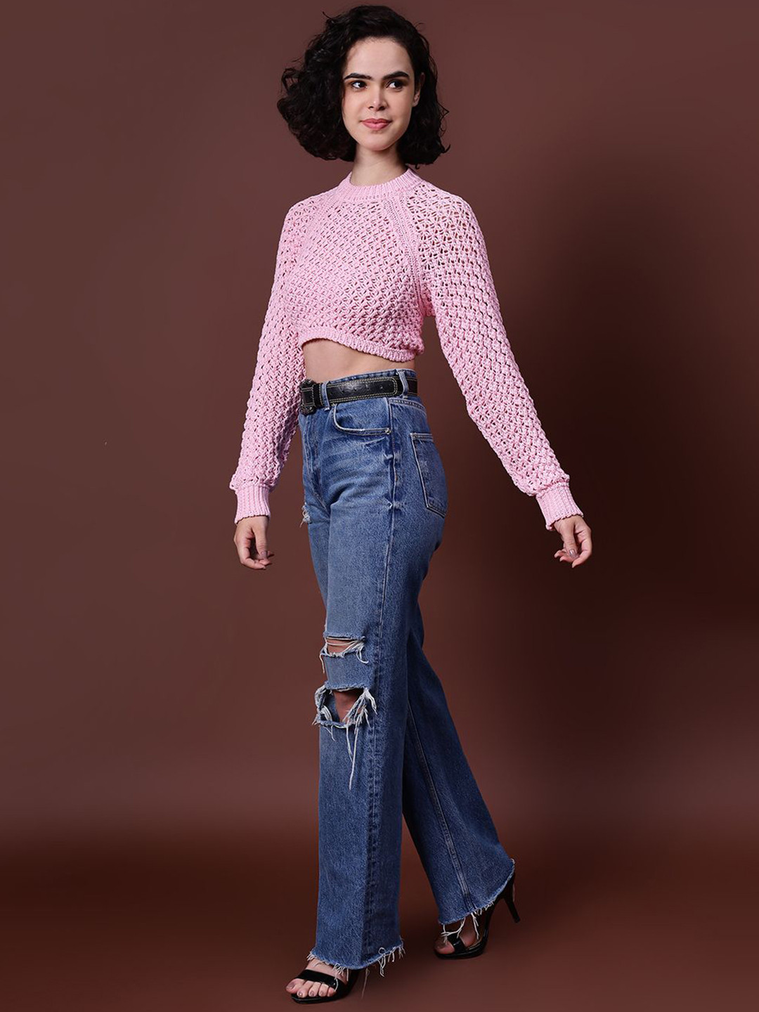 Fashion Gaiia Women Self Design Crochet Crop Top