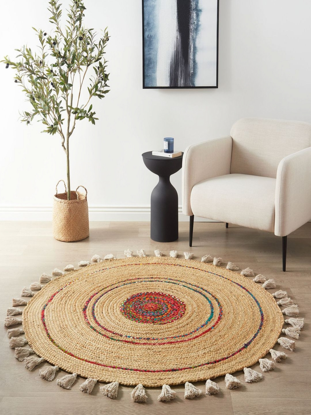 THEGASBH Abstract Handmade Hemp Carpet