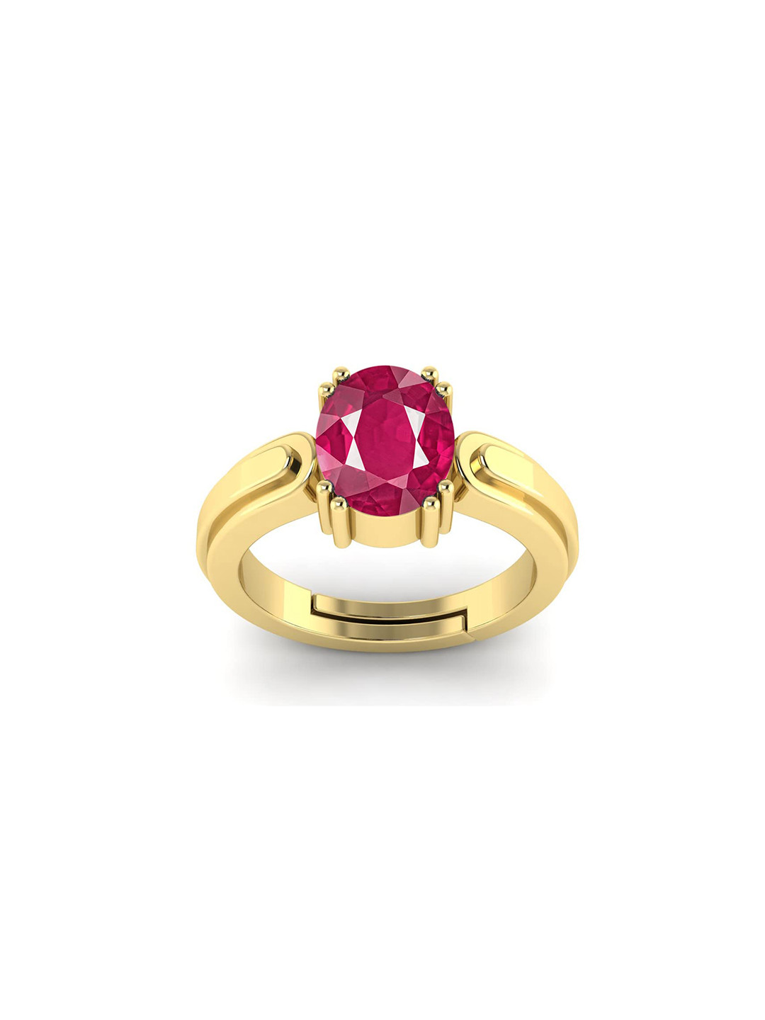 RRVGEM Ruby 10.00 Ratti manik Adjustable Gold Ring Loose GemStone Ring