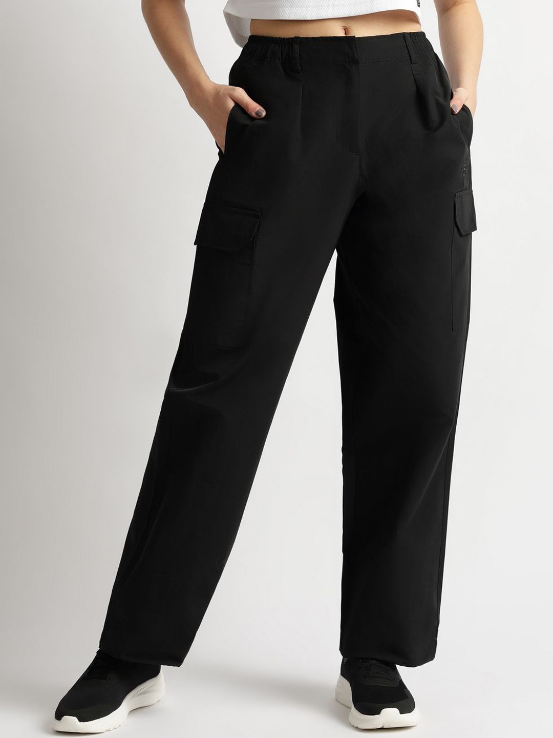 Reebok Elasticated Mid-Rise Casual Cargo Trousers