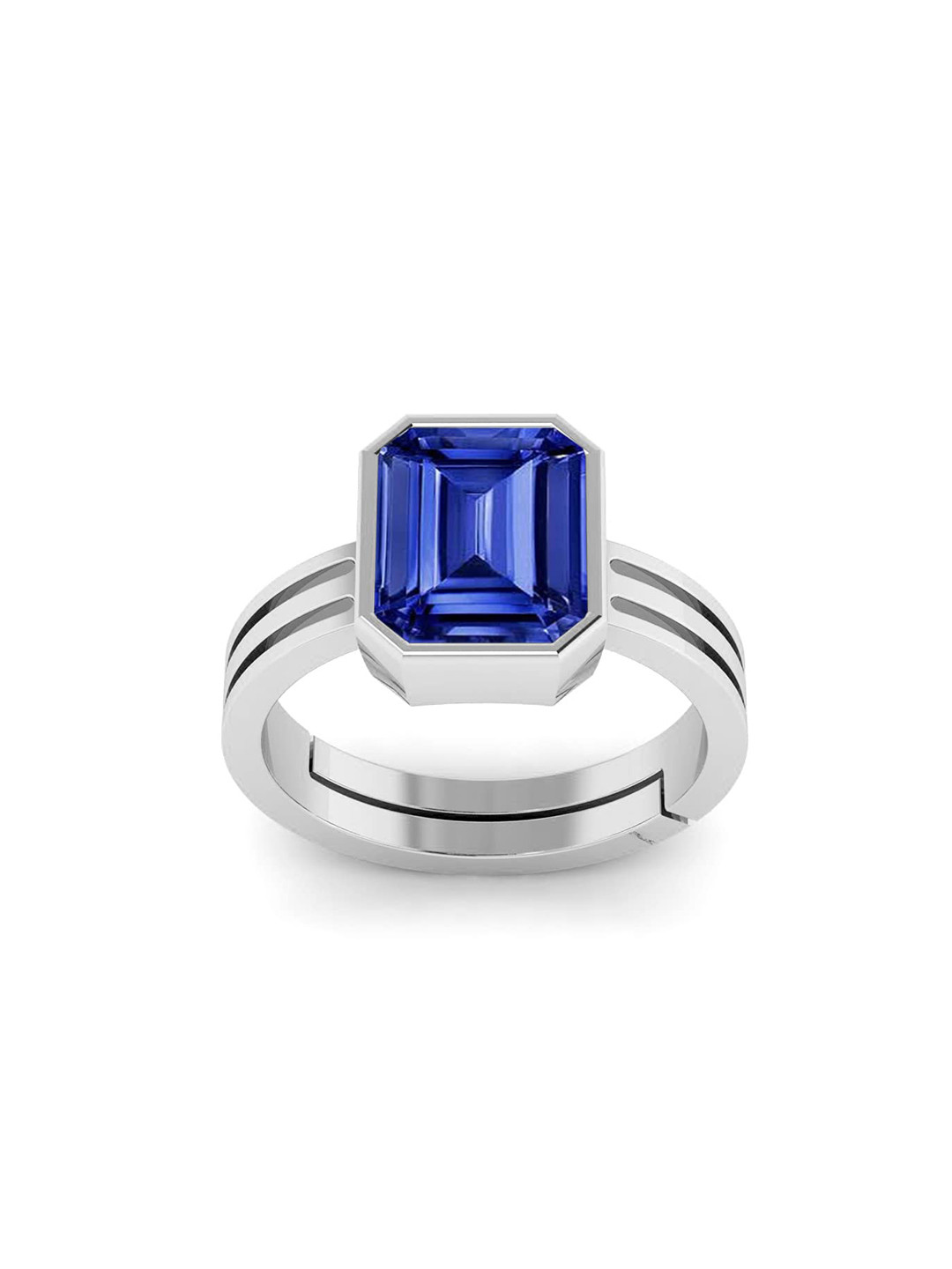 RRVGEM 9.50 KT Silver Plated Adjustable Blue Sapphire Ring