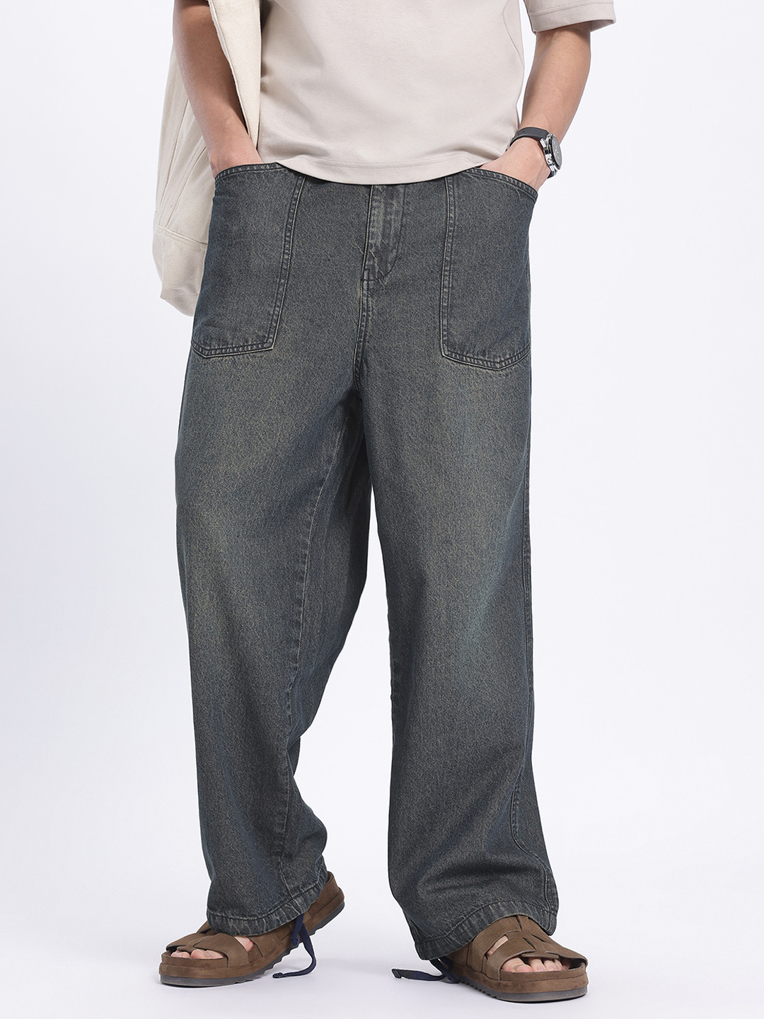 glitchez Men Vintage Fade Relaxed Jeans