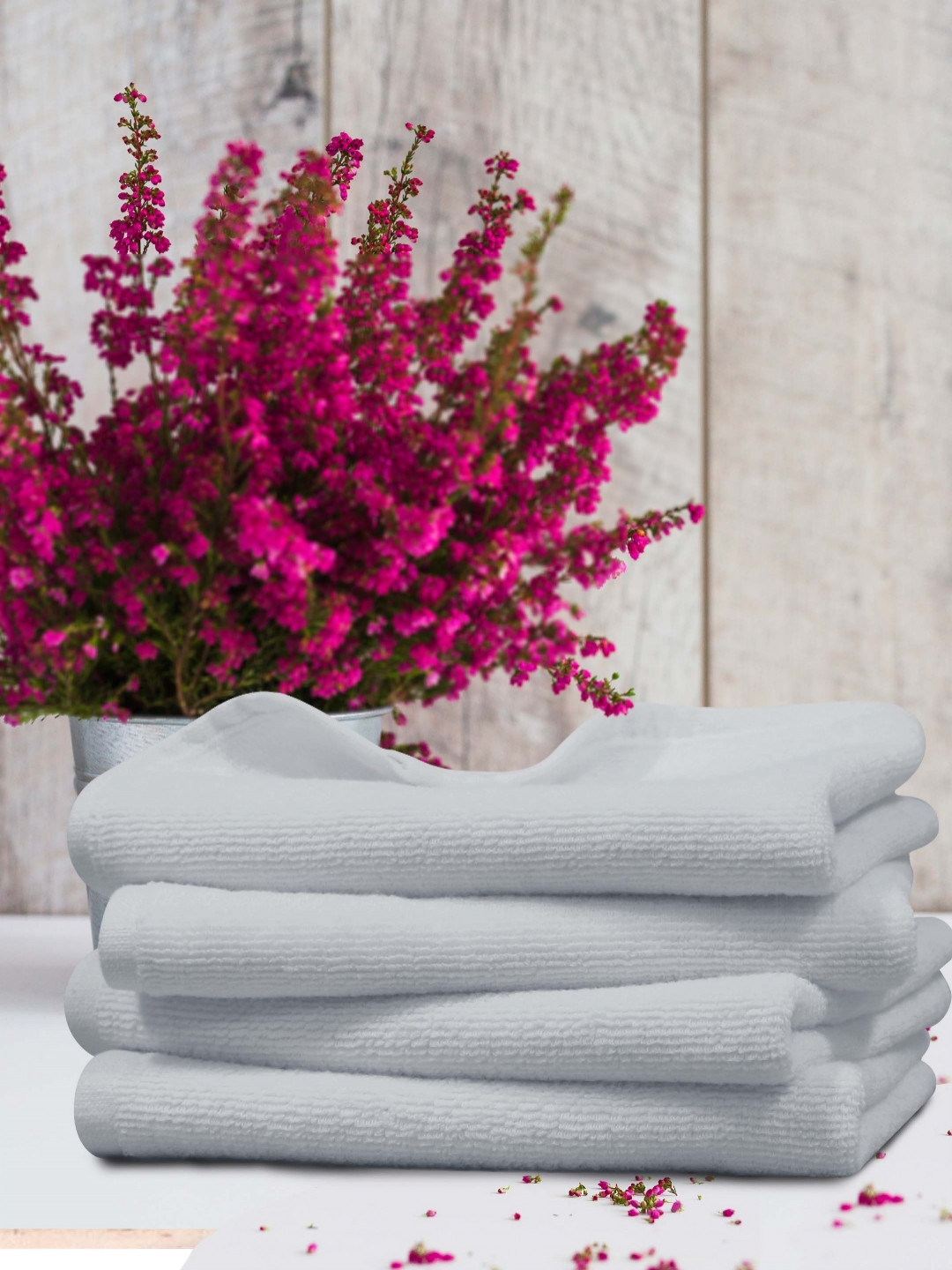 HOME COLORS.IN Unisex Pack of 4 Solid Regular Hand Towels