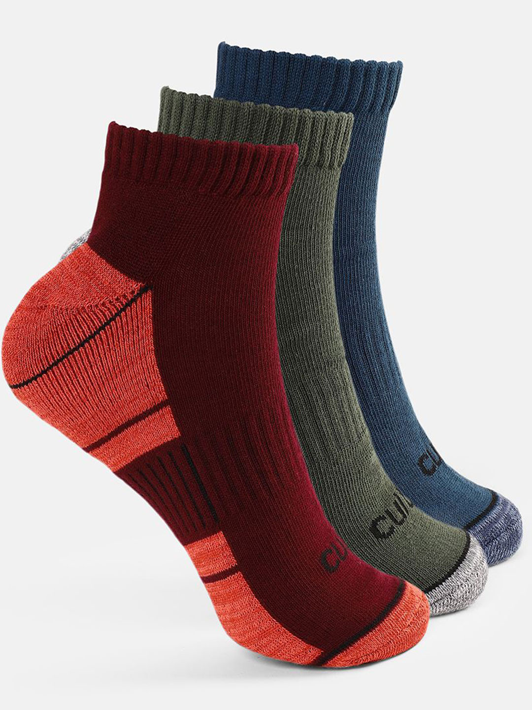 CULT Men Pack Of 3 Patterned Cotton 6A Ankle Length Socks