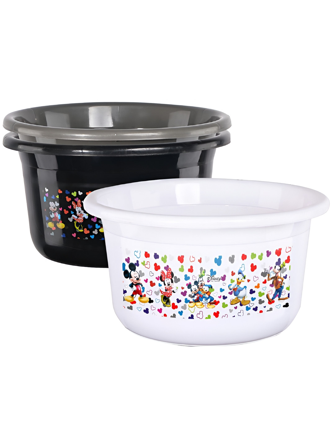Aura Unisex 3 Pieces Black & White Disney Printed Bath Tub 25L