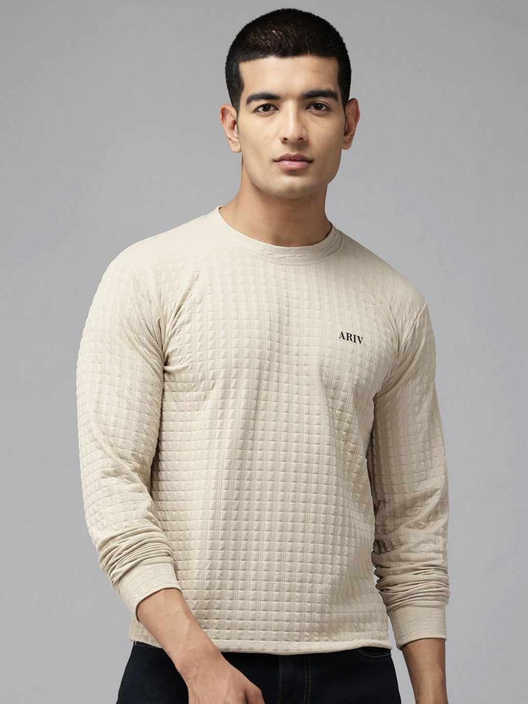 ATLANS Solid Round Neck Regular Fit Polyester T-shirt