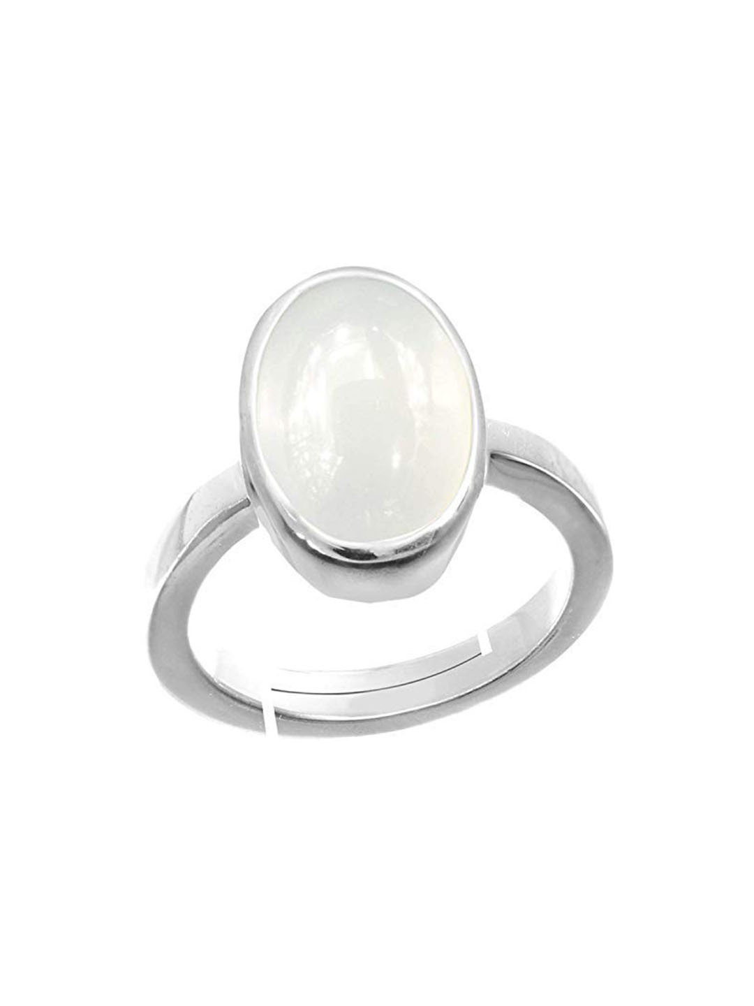 RRVGEM 8.25 KT Rainbow Moon Stone Unheated Untreated Silver Plated Ring