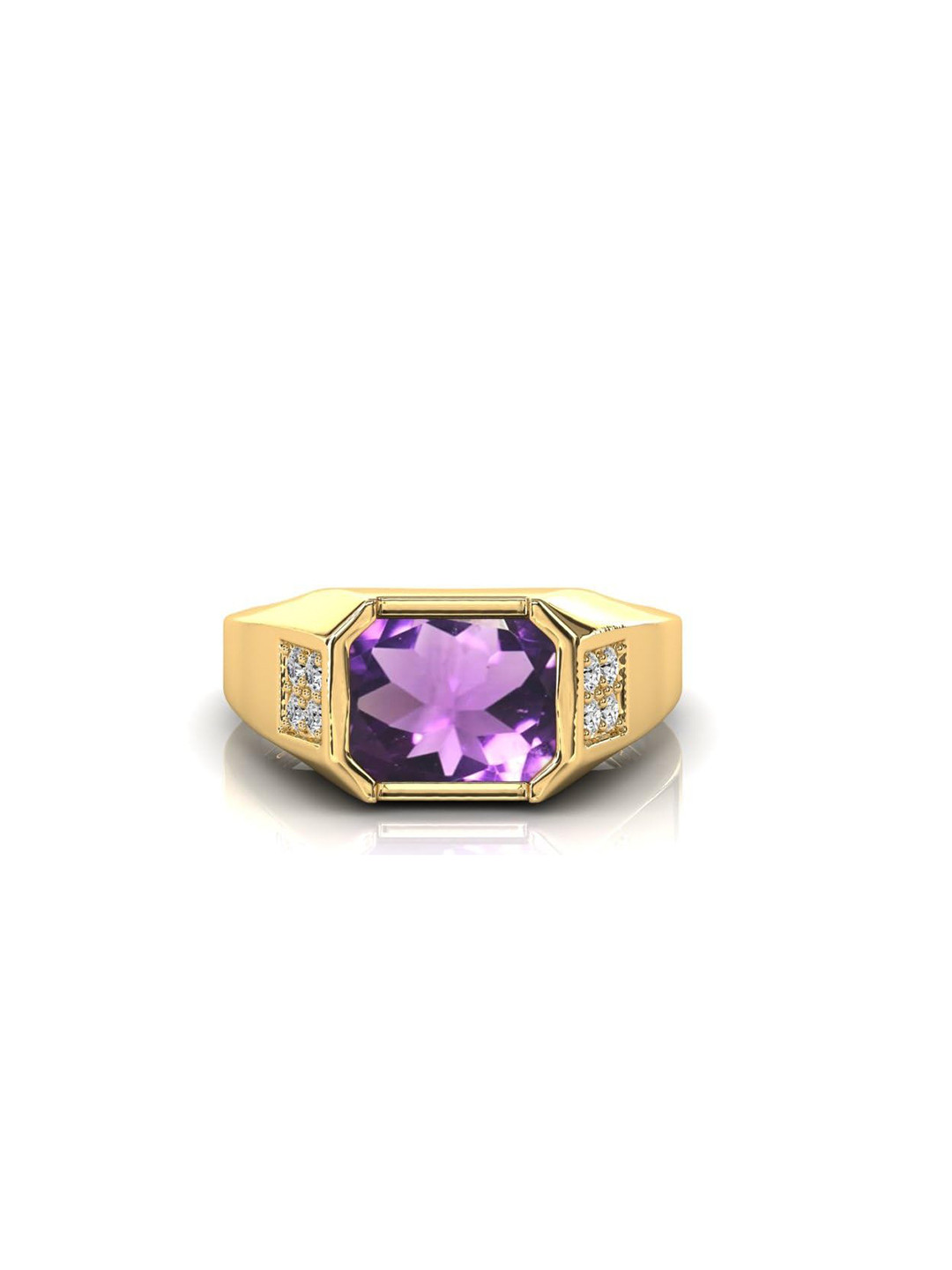 RRVGEM Gold Plated 10.25 Ratti Amethyst Ring
