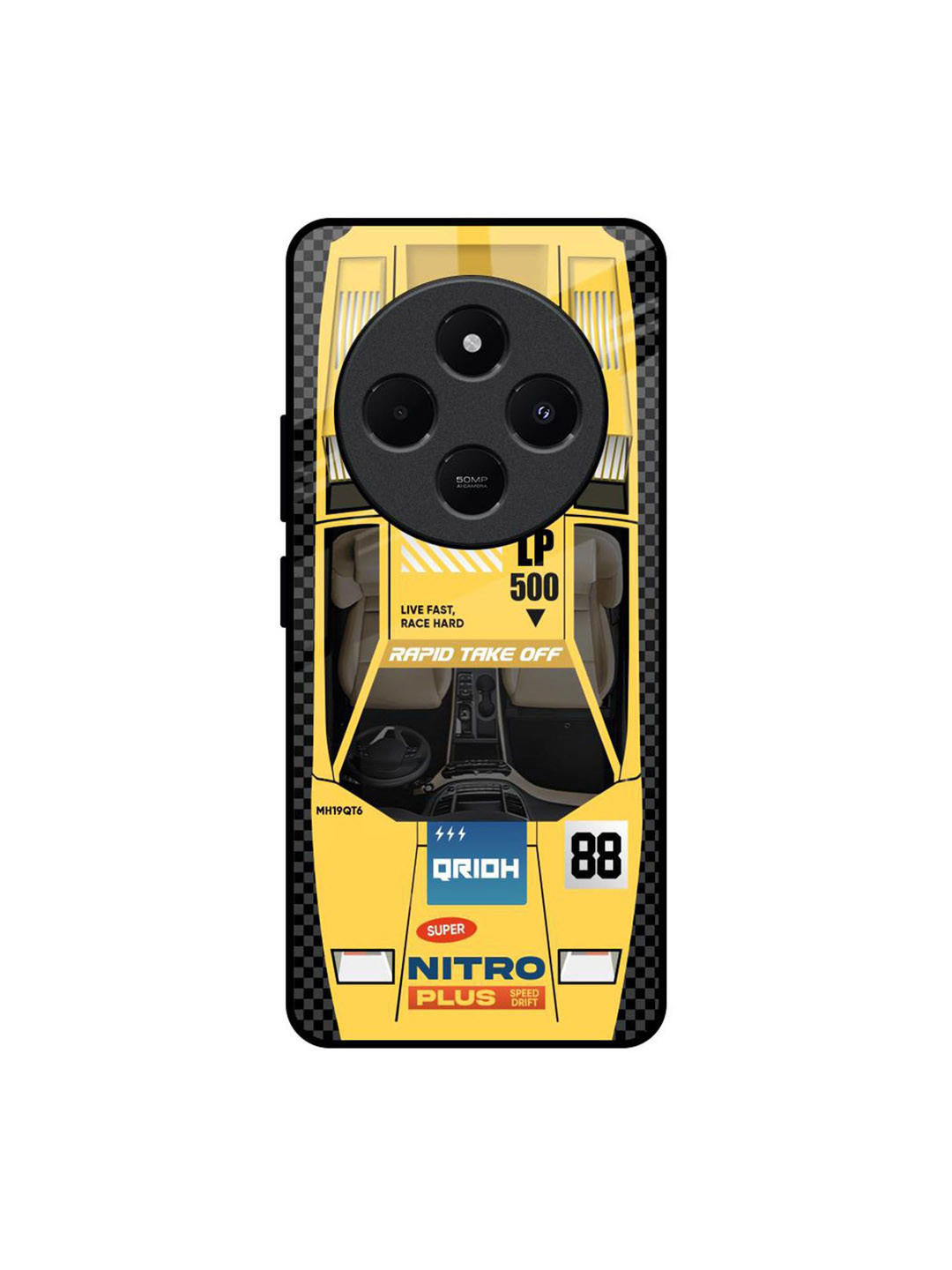 QRIOH Yellow Racing Car Printed Redmi 14C 5G Impact Resistant Back Case