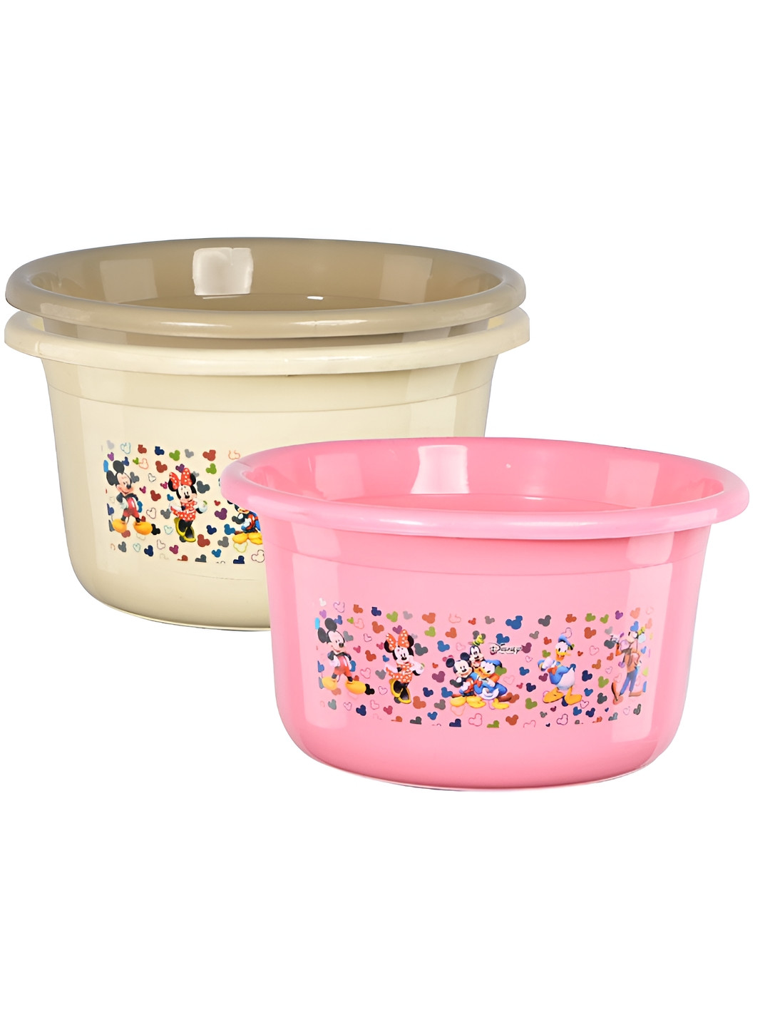 Aura 3 Pieces Pink,Cream & Beige Disney Printed 25 Ltr Plastic Bath Tub