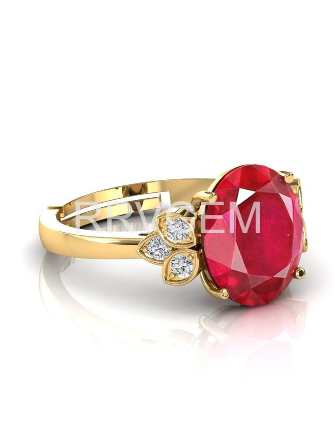RRVGEM 6.50 Ratti Ruby Finger Ring With Stone Manik