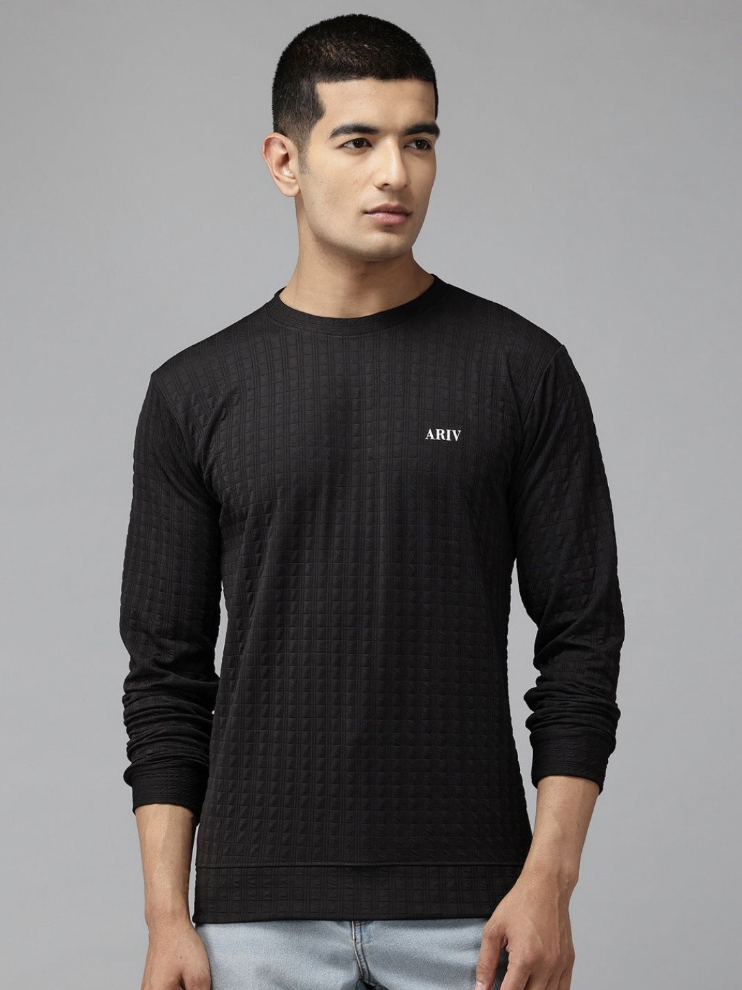ATLANS Self Design Long Sleeves Regular Fit T-shirt