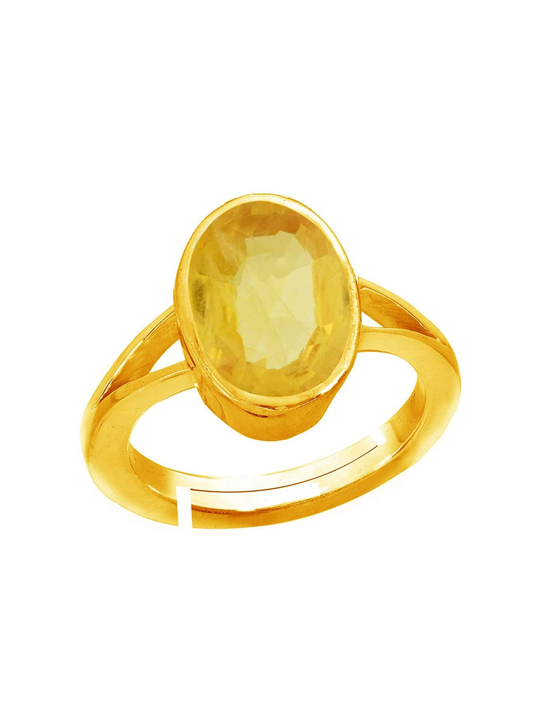 RRVGEM Pukhraj Gold Plated Yellow Sapphire RIng