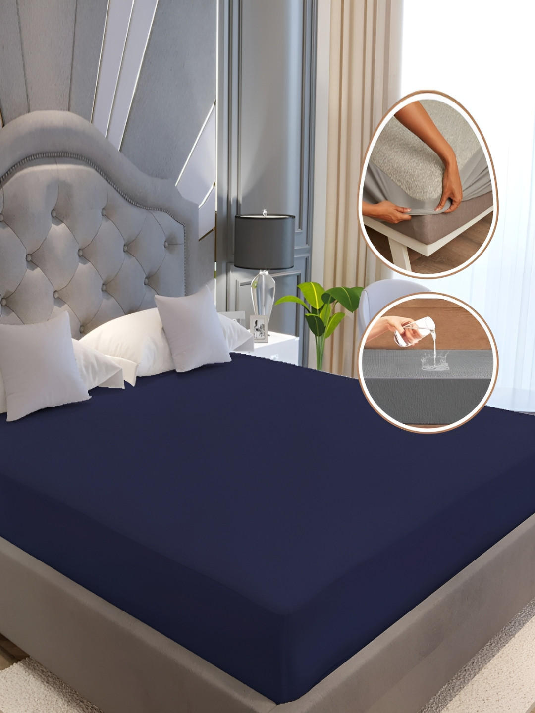 POORAK Blue Terry Water Resistant Mattress Protector