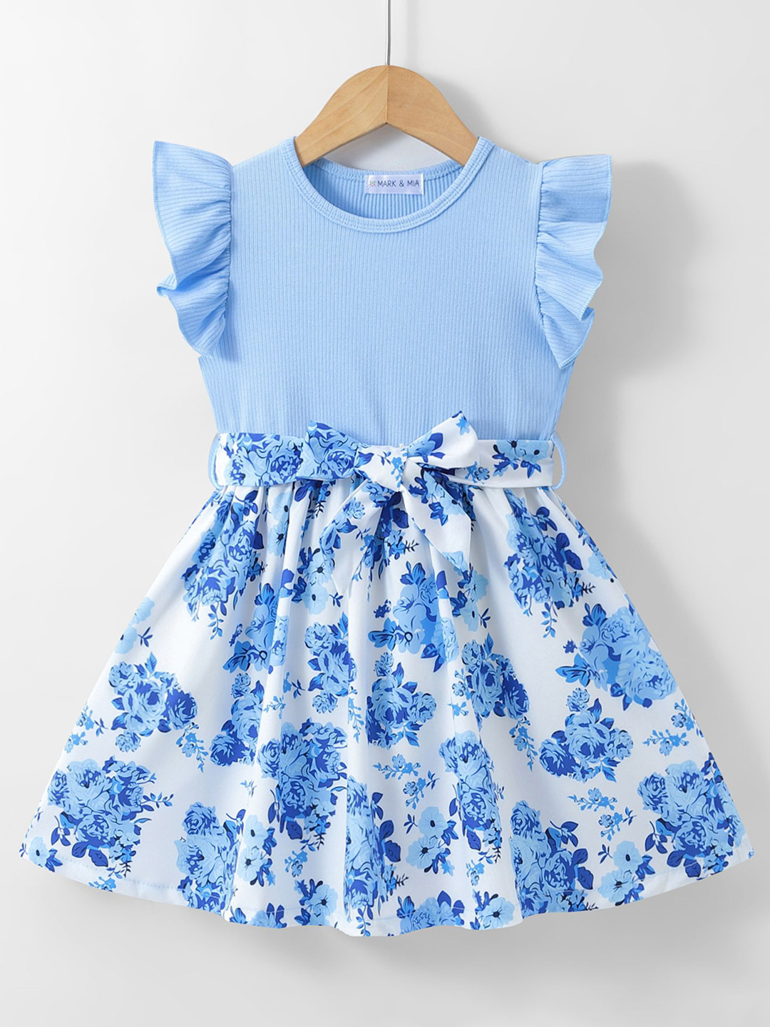 Mark & Mia Girls Floral Print Flutter Sleeve Fit & Flare Dress