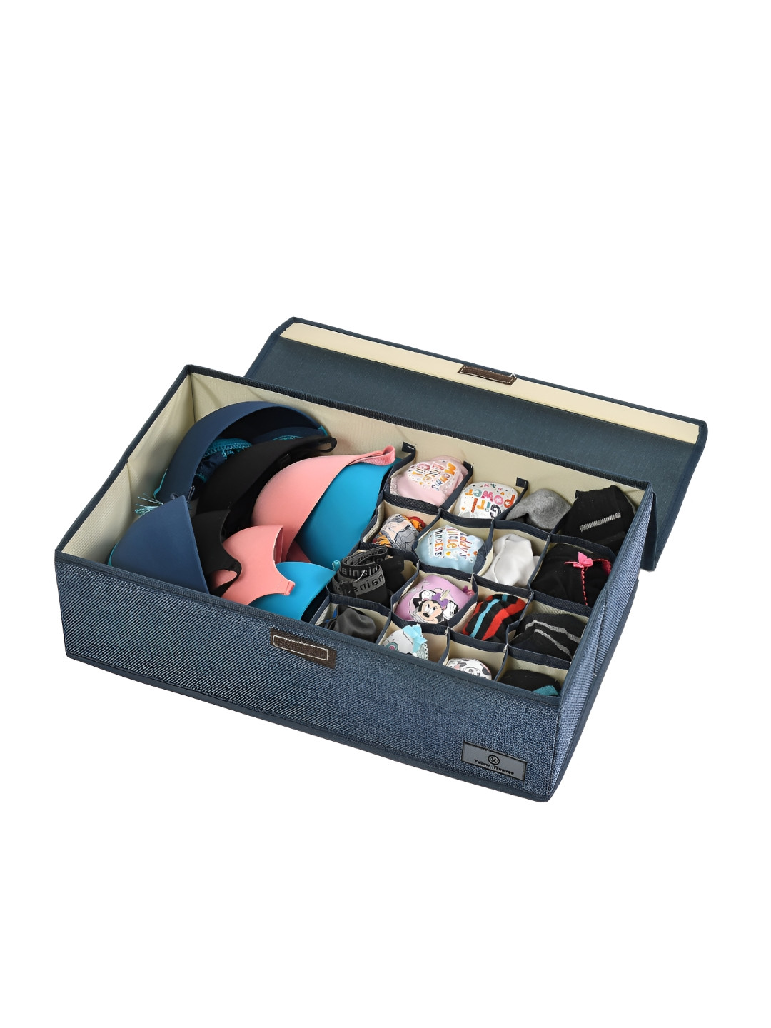 Yellow Weaves Navy Blue Wardrobe Drawer Organisers