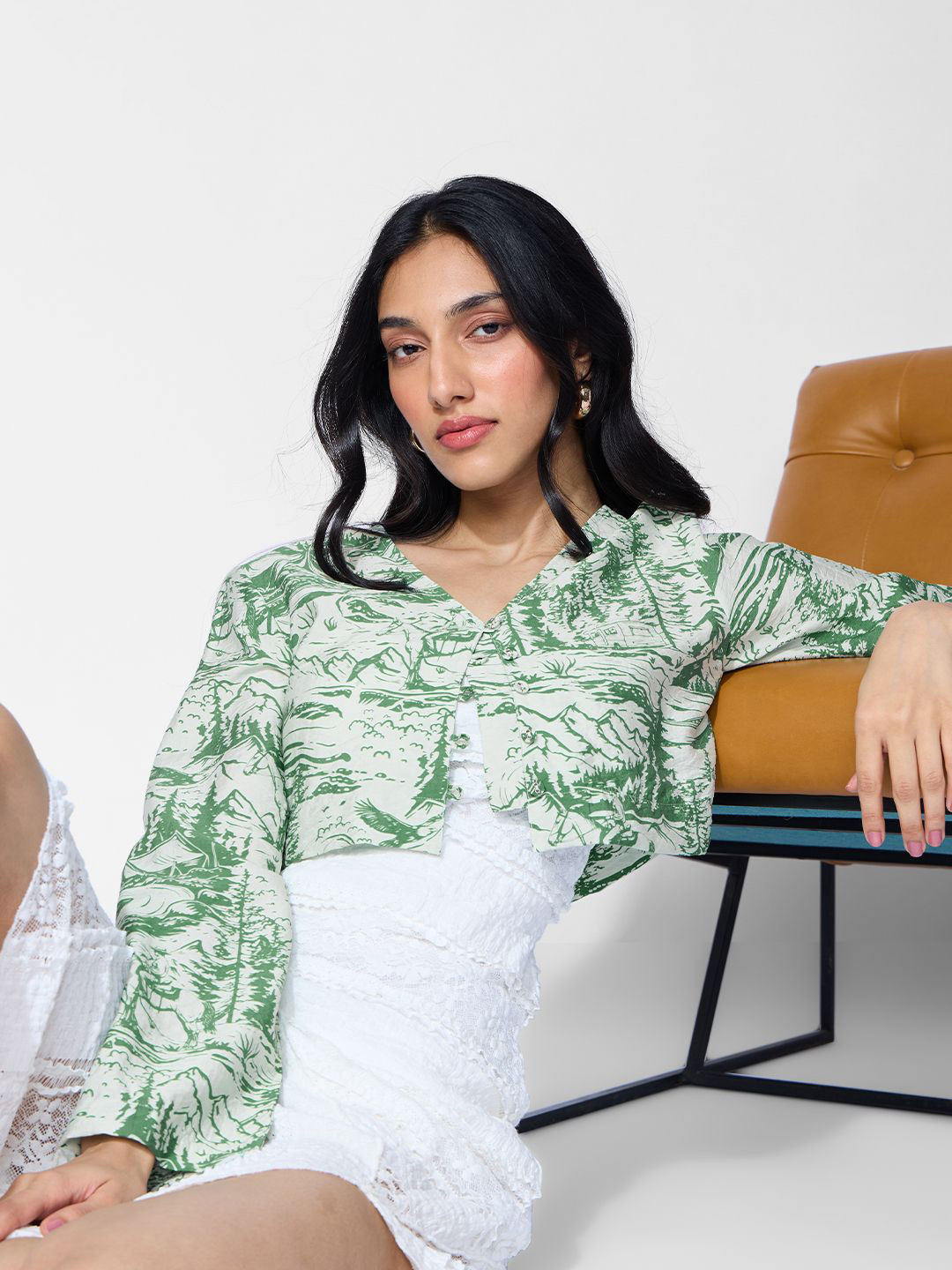 The Souled Store Women Green Forest Crop Top