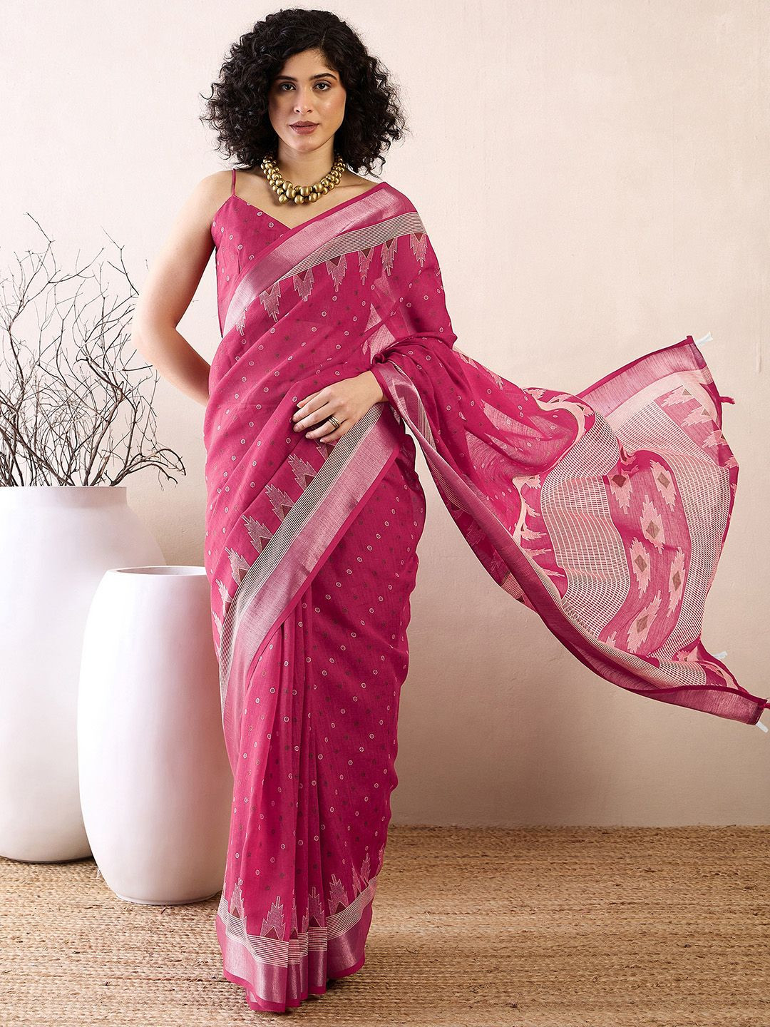 Anouk Rustic Printed Ready To Wear Saree with Matching Blouse