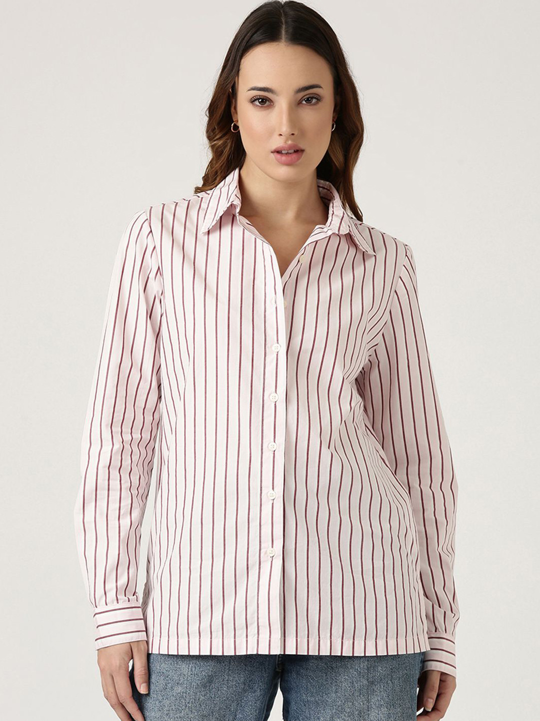 Jolene.club Crisp Striped Cotton Formal Shirt
