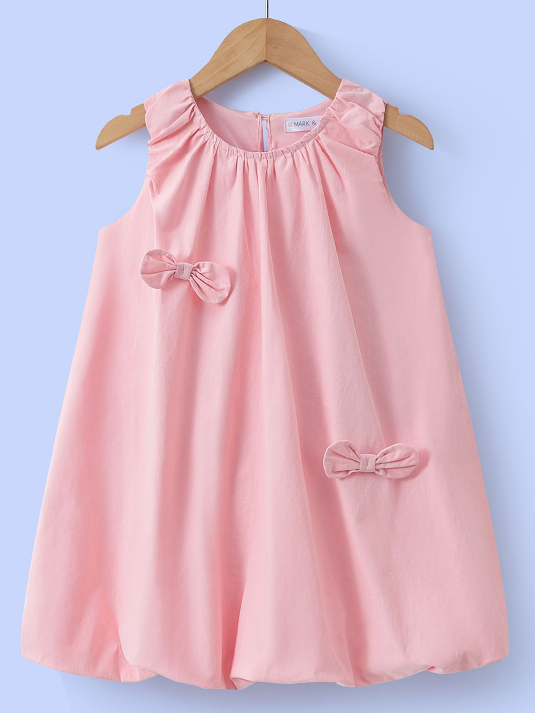 Mark & Mia Kids Girls Solid Round Neck Bow Dress