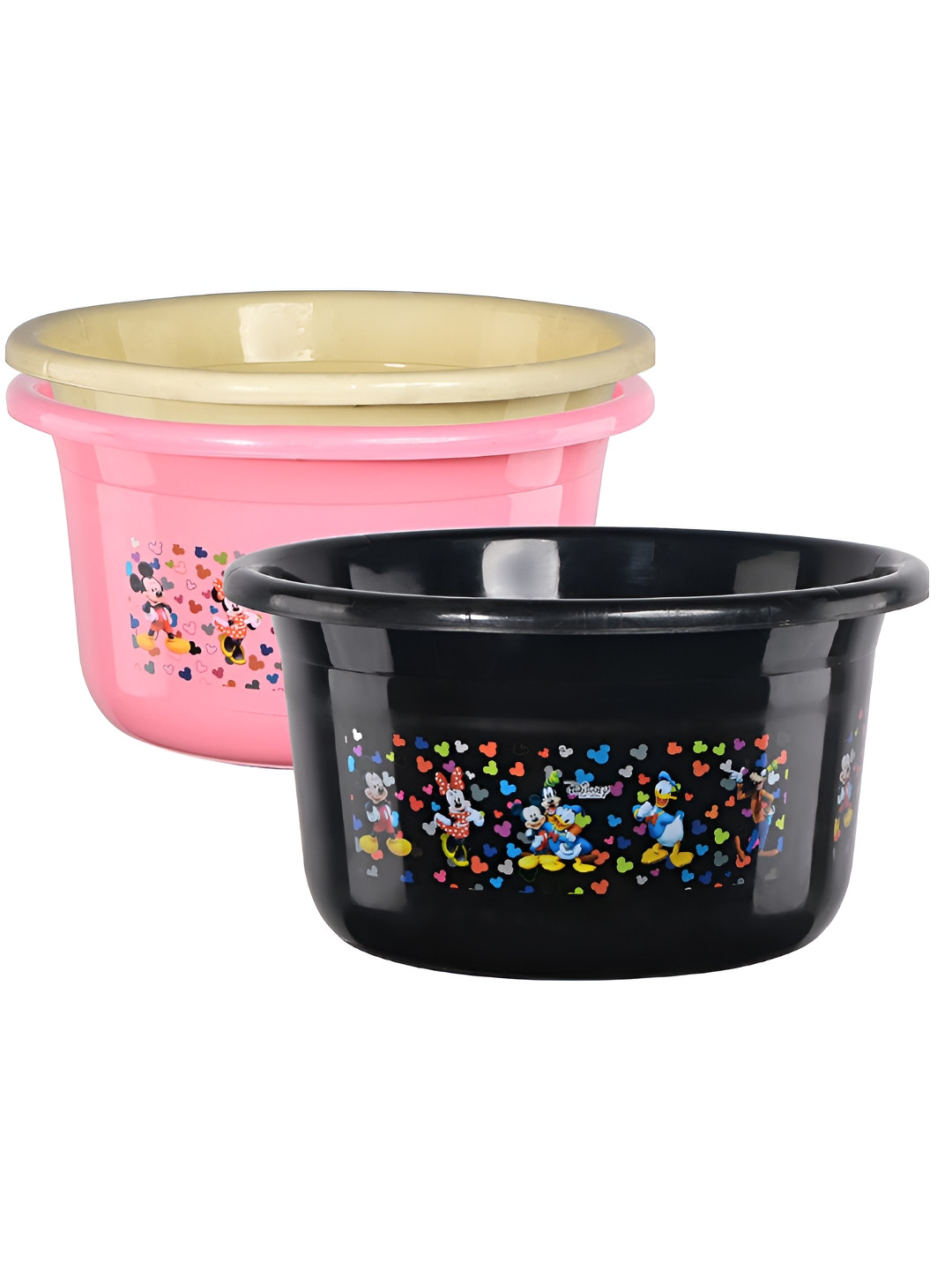Aura Pack of 3 Black & Pink Disney Printed Bath Tub 25L