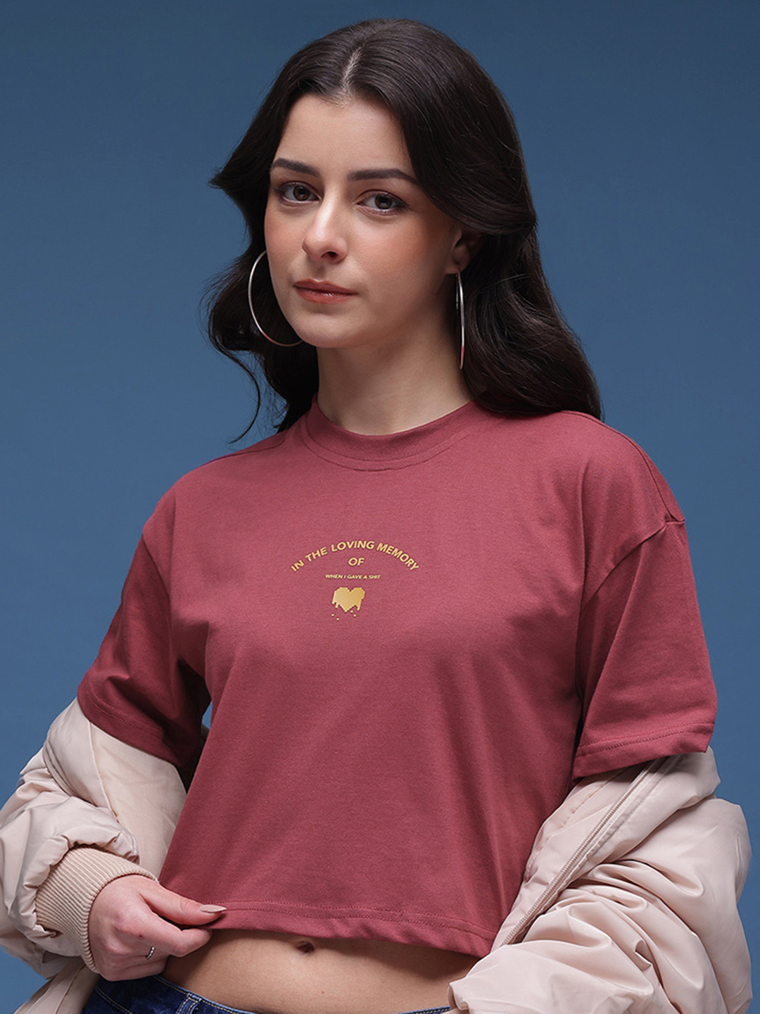 glitchez Prints Drop-Shoulder Sleeves Crop Boxy T-shirt