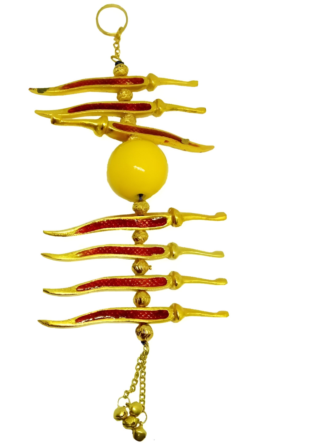 Aura Neebu Mirchi Red Metal Glossy Living Room Medium Showpiece - 8.7 Inches