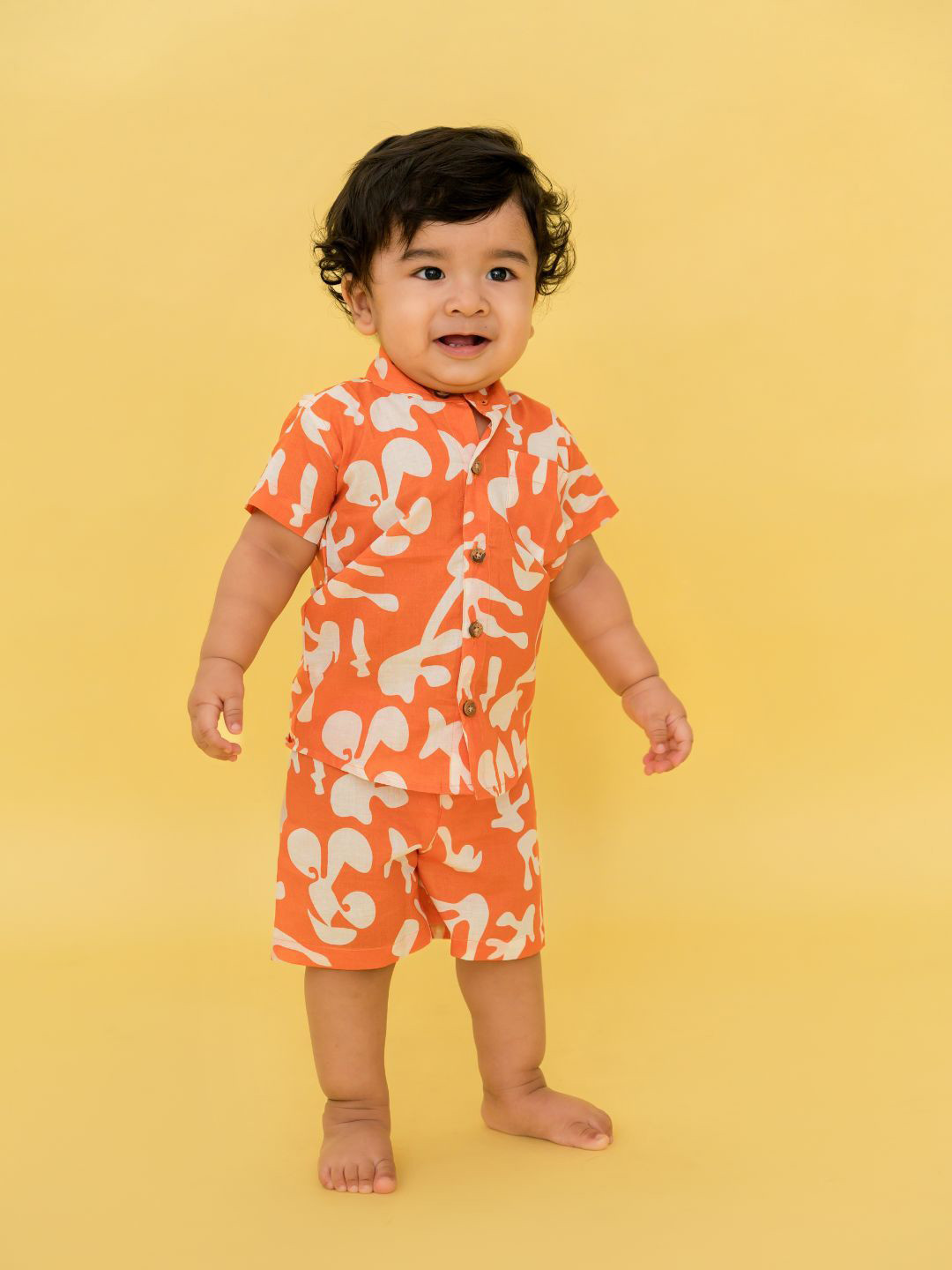 A Toddler Thing Citsplash Boys Printed Mulmul Cotton Shirt With Shorts