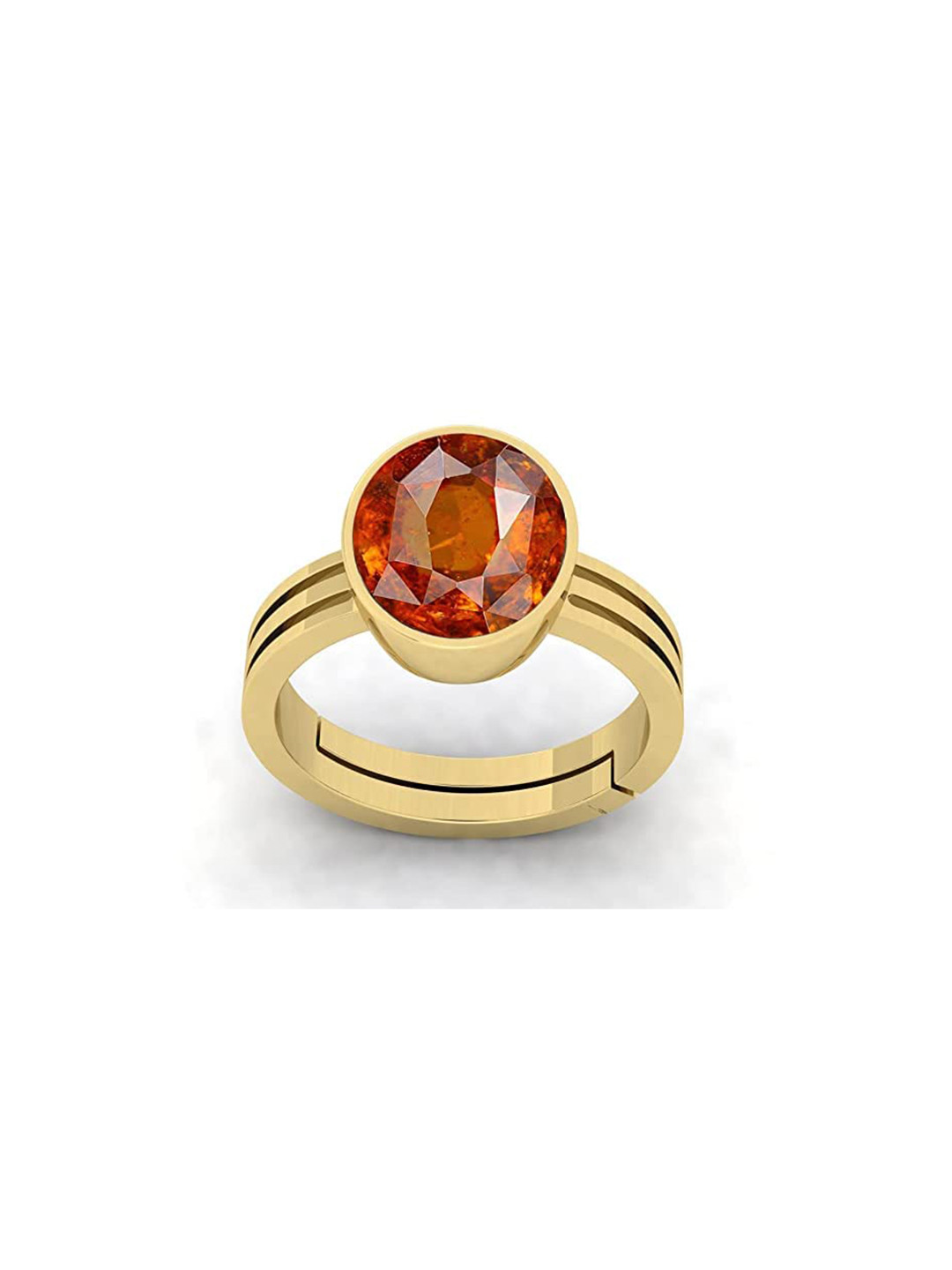 RRVGEM 3 Ratti Hessonite Gemstone Adjustable Finger Ring
