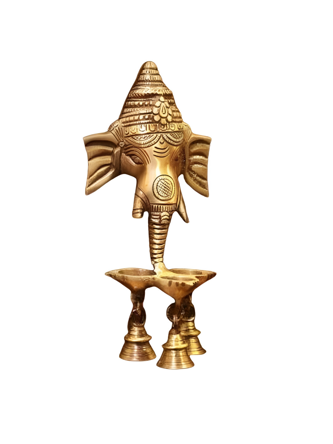 Aura Ghanti Ganesh Gold Metal Metallic Prayer Room Medium Showpiece - 8.5 Inches