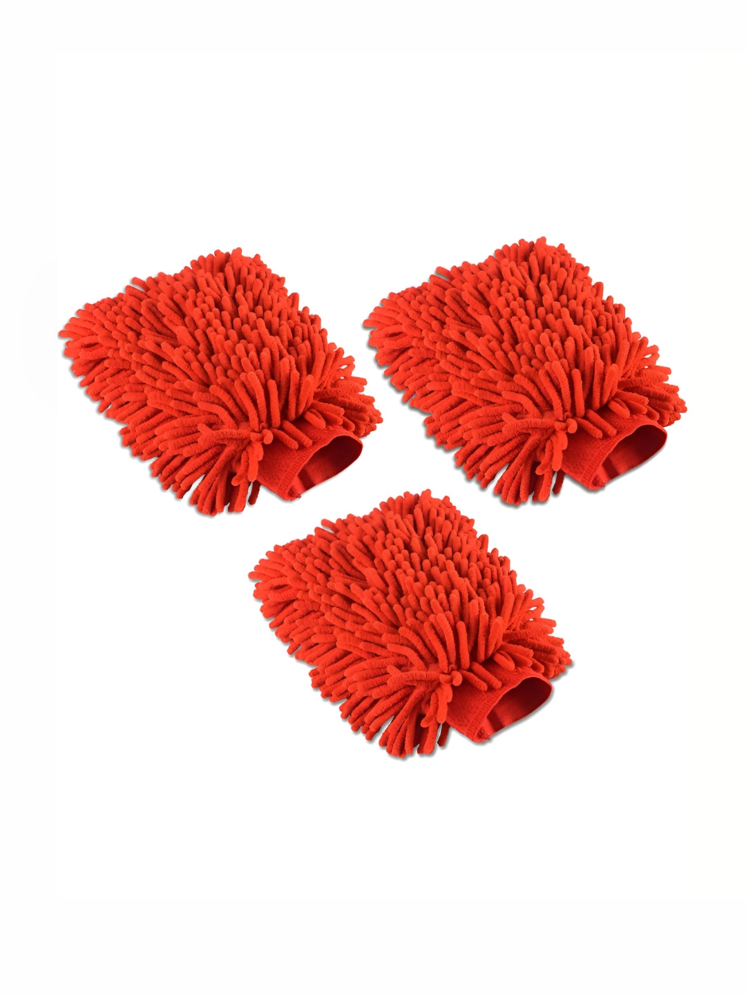 Aura 3 Pieces Red Double Sided Car Washing Gloves