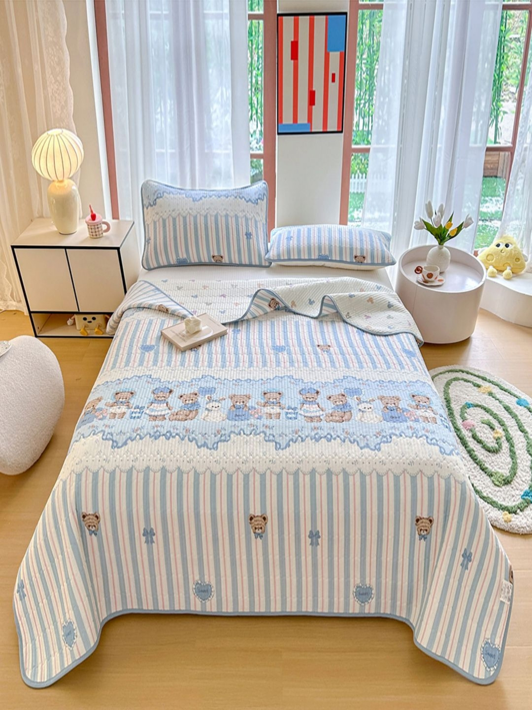 JC HOME Double Bed Queen Size Cover & 2 Pillow Covers