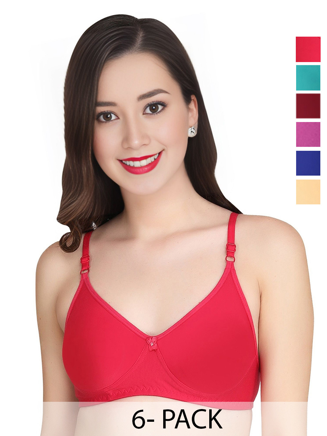 Liigne Women Pack of 6 Cut and Sew Full Coverage Bra