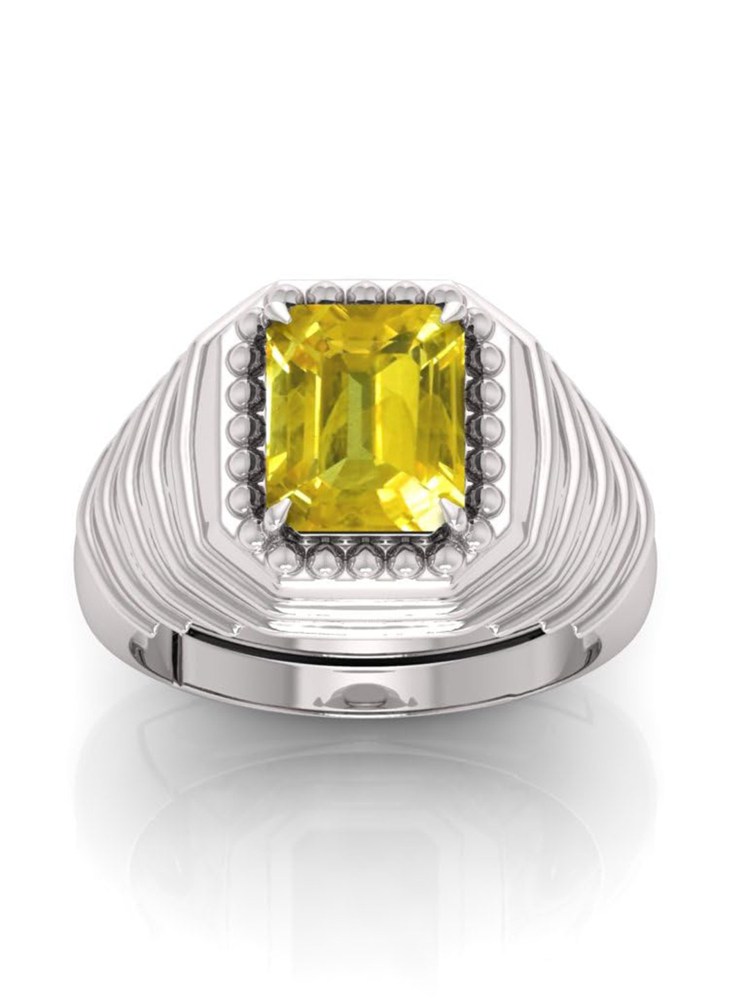 RRVGEM Yellow Sapphire Silver Plated Ring