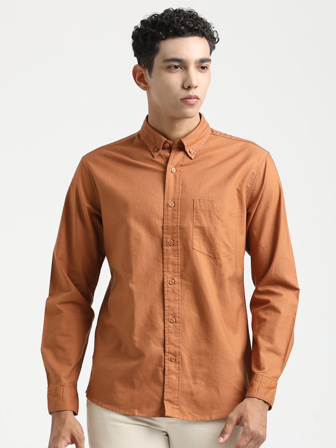 Blu MNKY Button-Down Collar Smart Slim Fit Cotton Casual Shirt