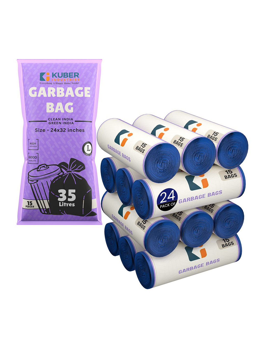 Kuber Industries 360-PCS Blue Premium Garbage Bags For Dustbin