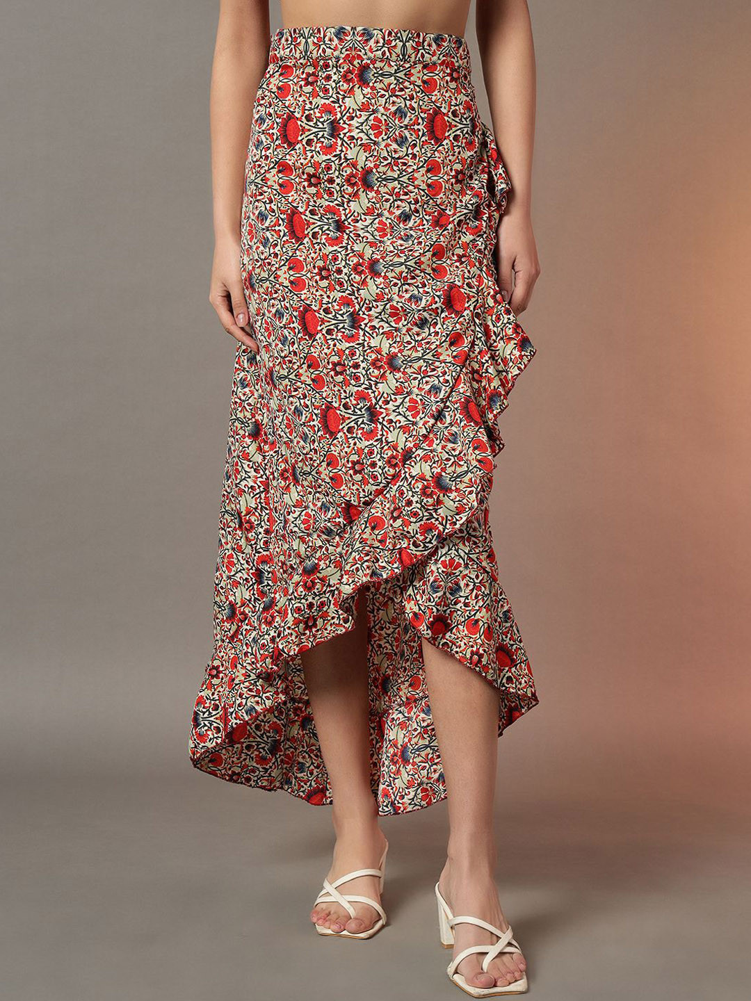 CORSICA Floral Printed Wrap Around Tie-Up Midi Skirt