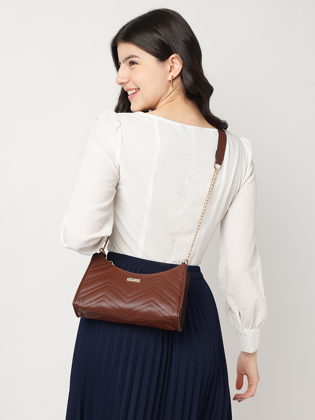 Fastrack Women Solid Structured Crescent Sling Bag