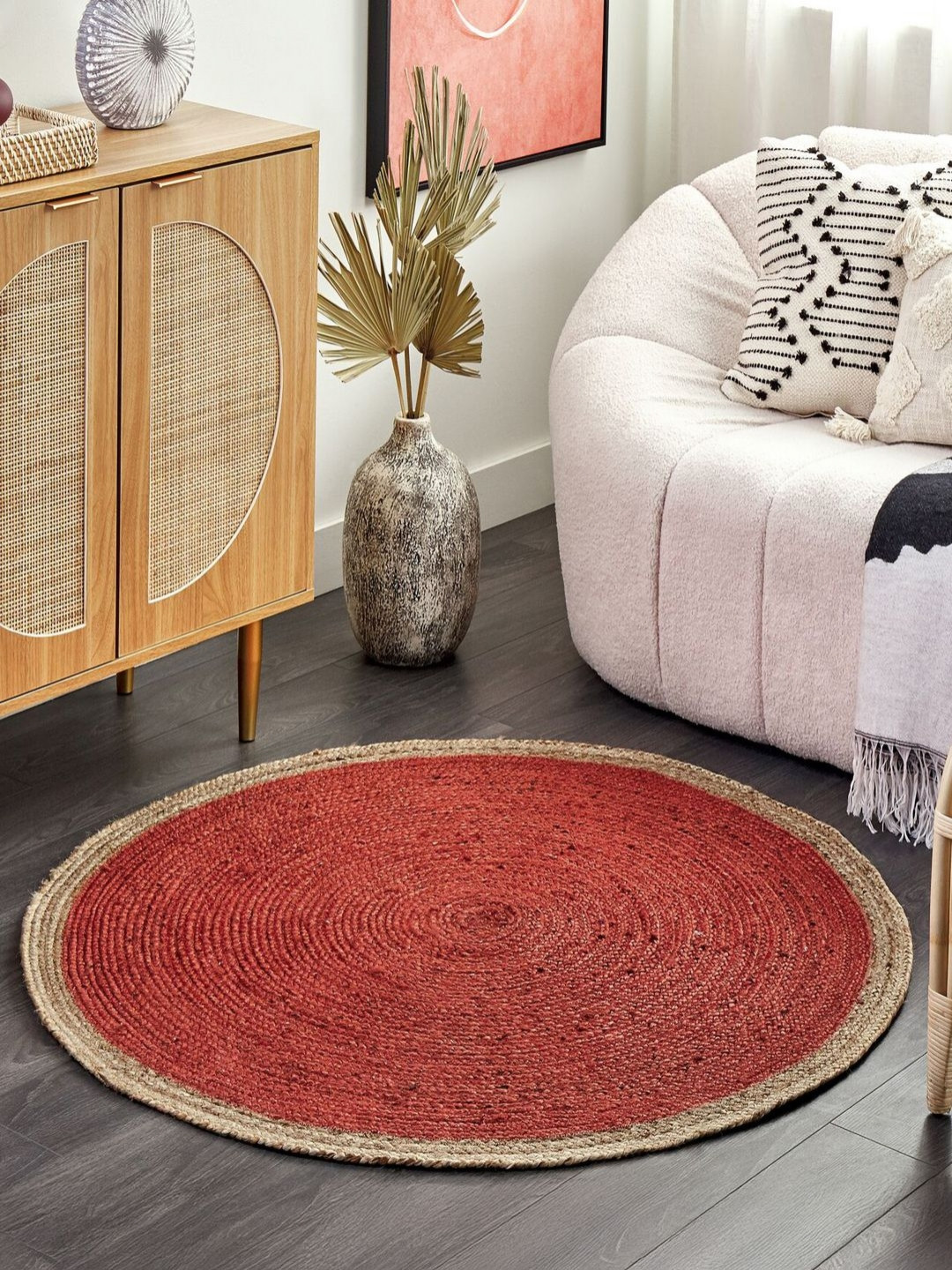 THEGASBH Red Traditional Handmade Hemp Carpet